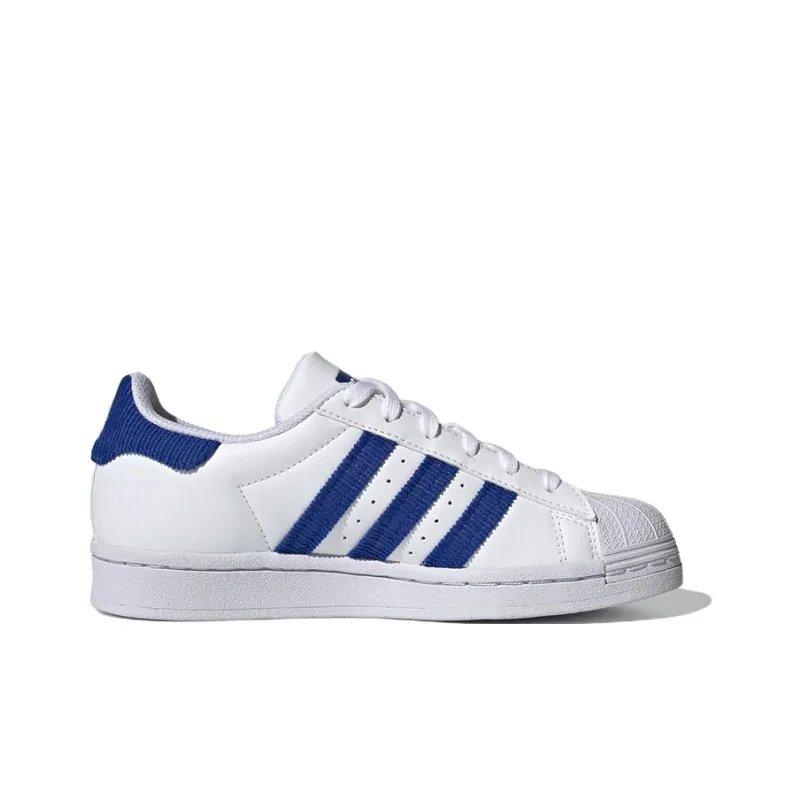 Adidas Originals Superstar Series J Low Top Kids' Skateboarding Shoes White Blue Teenagers-1