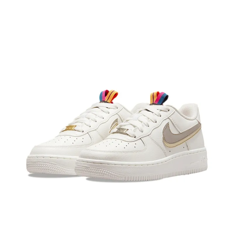 Nike Air Force 1 LV8 Double Swoosh Silver Gold GS-3