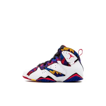 Jordan Air Jordan 7 Slip Resistant Mid Top Children's Basketball Shoes White Blue Red Children Aged 3 7 Years Old