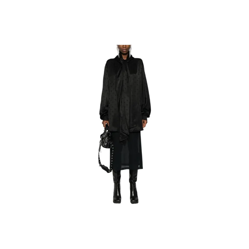 Balenciaga Allover Logo Long-Sleeved Shirt-4