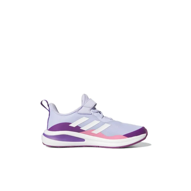 Adidas Fortarun Elastic Lace Top Strap Running Low-Top Kids' Running Shoes Gray Purple Kids'-1
