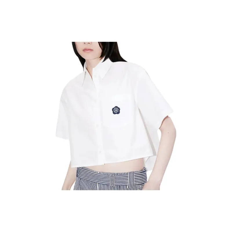 KENZO Logo Patch Cropped Shirt-5