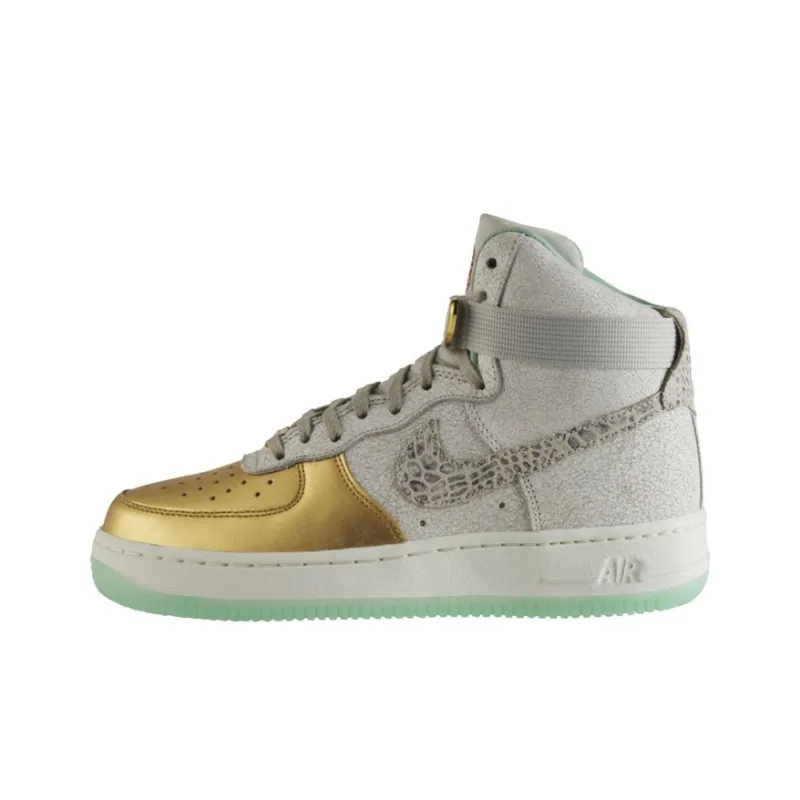 Nike Air Force 1 Year Of The Horse High-Top Kids' Skateboarding Shoes Light Bone Gold Teenagers-0