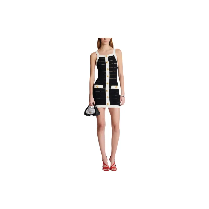 BALMAIN Mesh detailed Short Dress-1