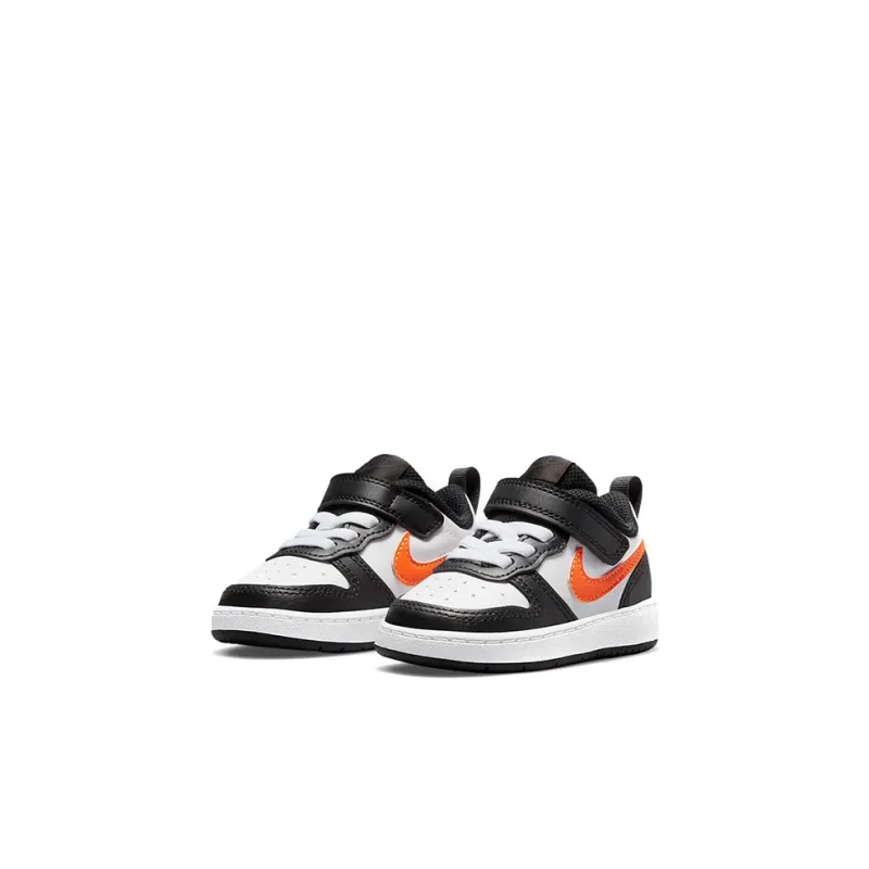 Nike Court Borough Low 2 Low Top Skateboard Shoes Black White Orange Infant And Toddler-2