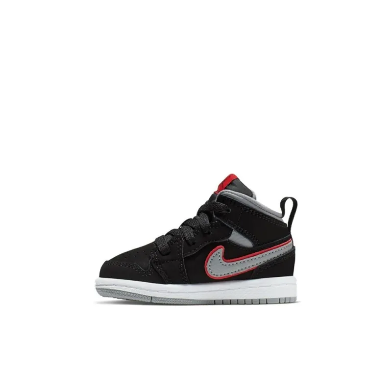 Jordan 1 Mid Black Particle Grey Gym Red TD-0