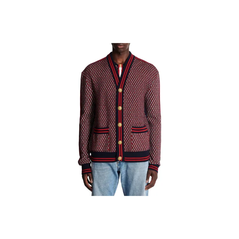 BALMAIN Monogrammed Knitted Cardigan-2