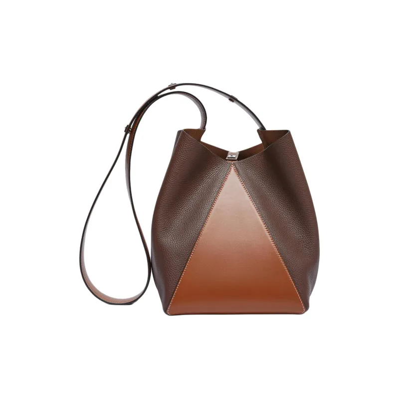 MaxMara Deer-Print Calfskin Bucket Bags Shoulder Bag Crossbody Bag Medium Size Women's Cocoa-2