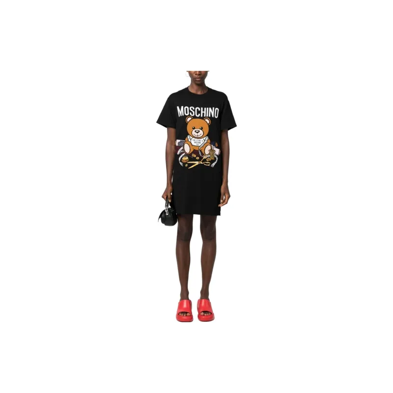 MOSCHINO Short Sleeved Dresses Women's Black-1