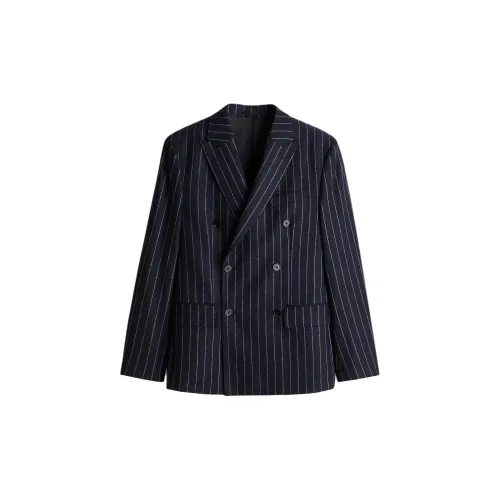 H&M Business Suits Men Marine Blue/Thin Stripes