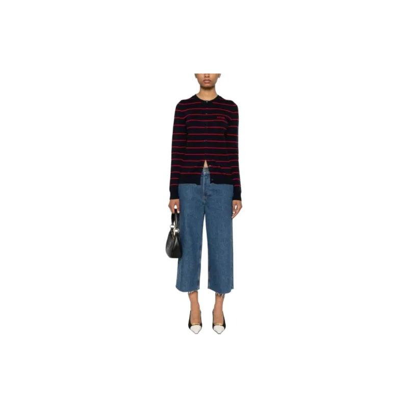 MIU MIU Stripped Button-Up Cardigan-1