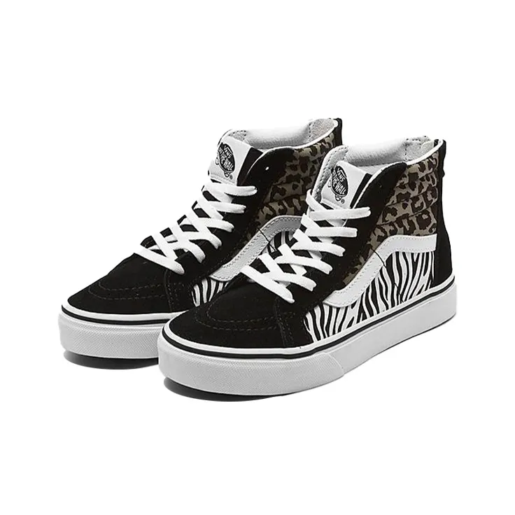 Vans SK8 Zip Casual High Top Kids' Skateboarding Shoes Black Leopard Print Teenagers-1