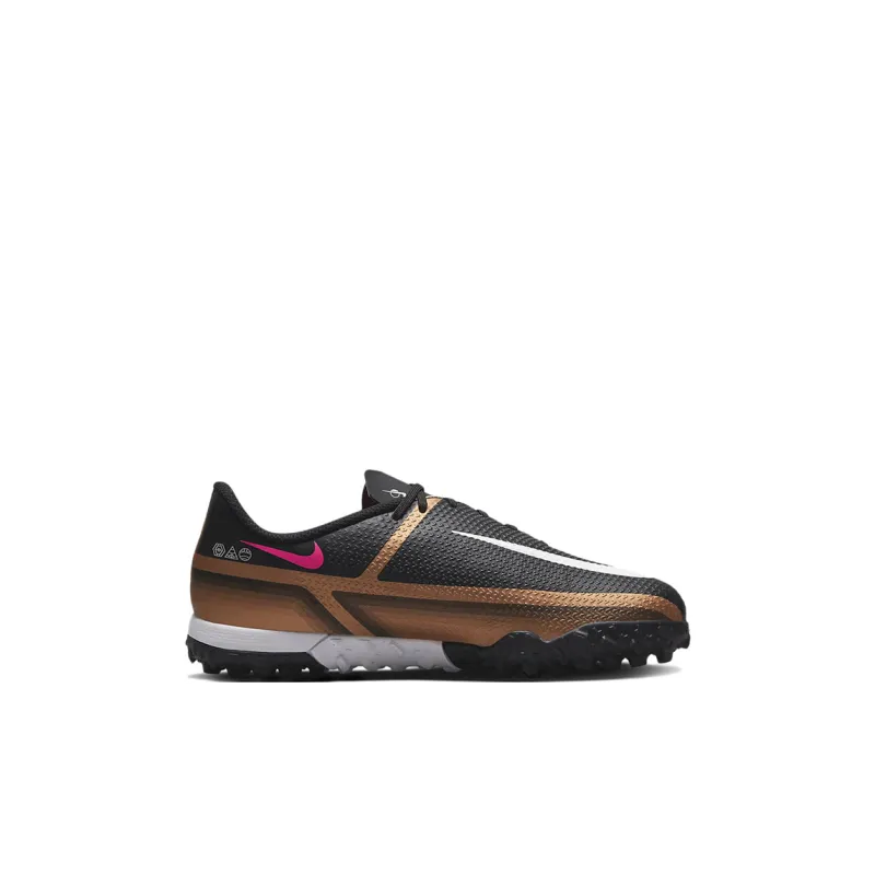 Nike Phantom GT Jr. Academy TF Low Top Grassland, Kids' Soccer Shoes Black Gold Kids'-1