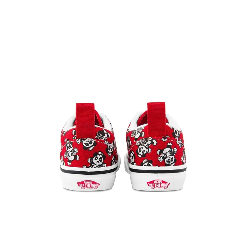 Vans Era Elastic Lace Anti Slip And Wear Resistant Lightweight Low Top Skateboard Shoes Red White Infant And Toddler-3