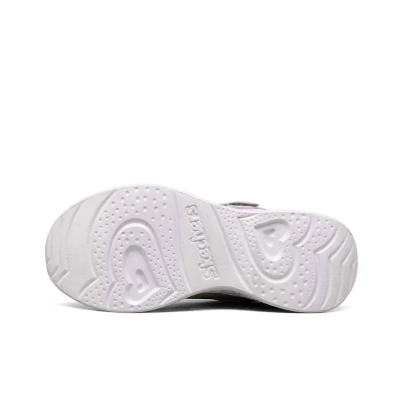 Skechers Heart Lights Cushioning, Slip Resistant, And Abrasion Resistant Kids Lifestyle Shoes Silver Pink Teenagers-4