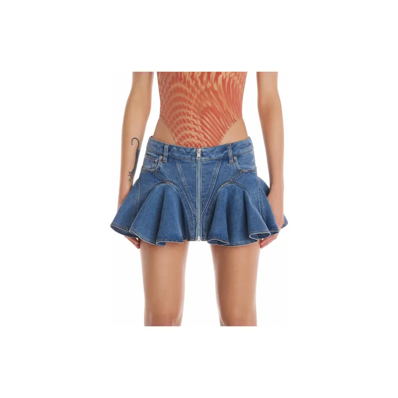 Mugler FW23 Denim Short Skirts Women's Blue-2