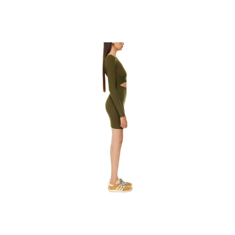 ARITZIA Wilfred Free Cut-Out Knit Longsleeve Mini Dress Long-Sleeved Dresses Women's Rustic Brown/Simple Brown-4