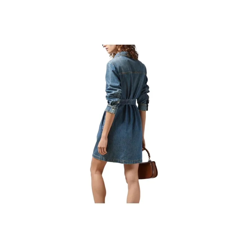 GUCCI Horsebit detail Denim Dress-3