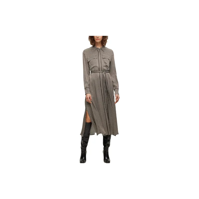 HUGO BOSS Long Sleeved Dress Women's Brown-2