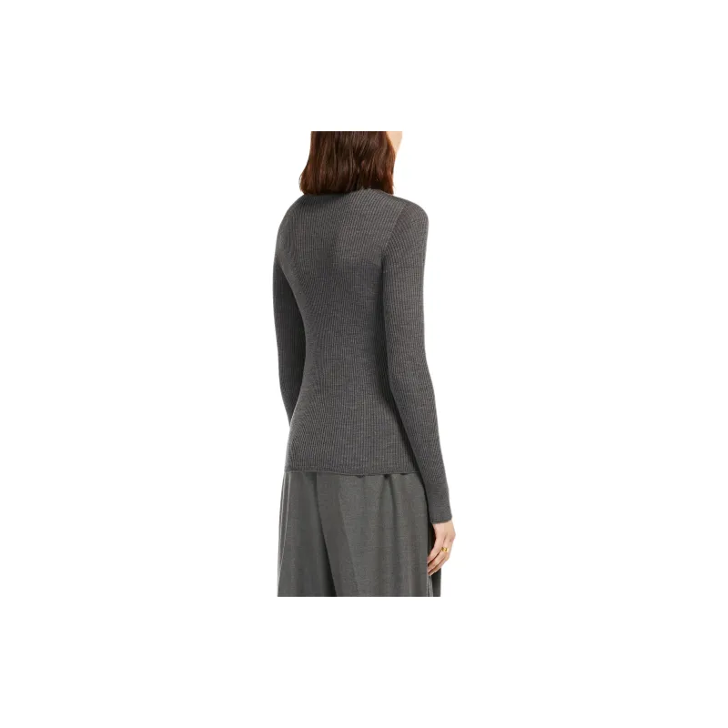 SportMa Flavia Collection Pure Virgin Wool Mock Polo Neck Sweater Women's Gray-3