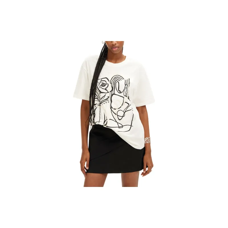 Desigual T Shirts Women's White-2