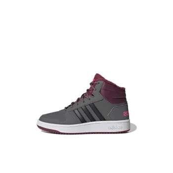 Adidas Neo Hoops 2.0 Wear Resistant Mid Top Children's Basketball Shoes Cool Gray Kids'