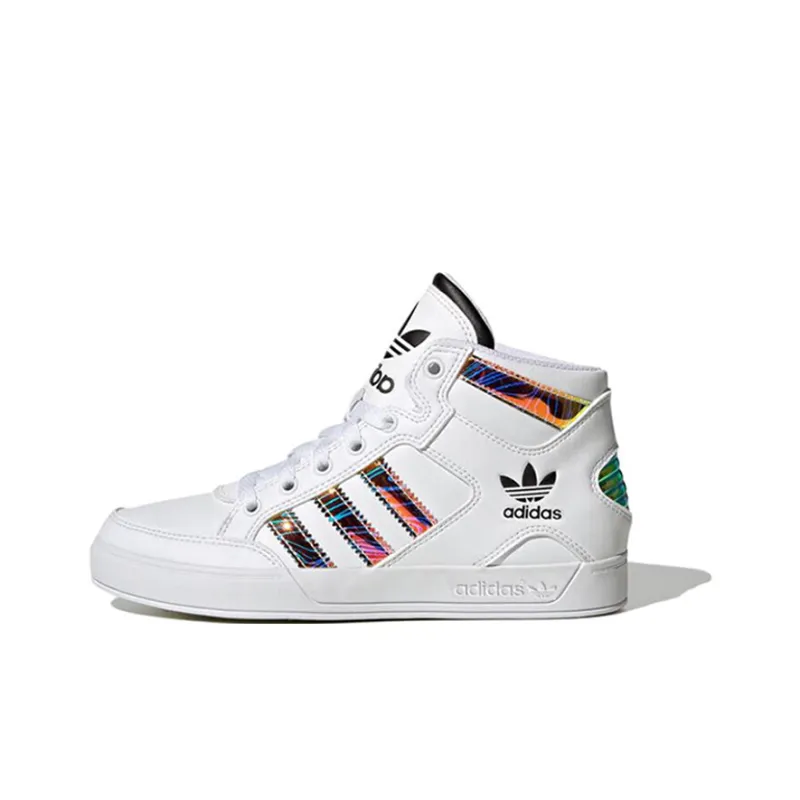 Adidas Originals Hardcourt Anti Slip Wear Resistant Mid Top Kids' Skateboarding Shoes White Teenagers-0