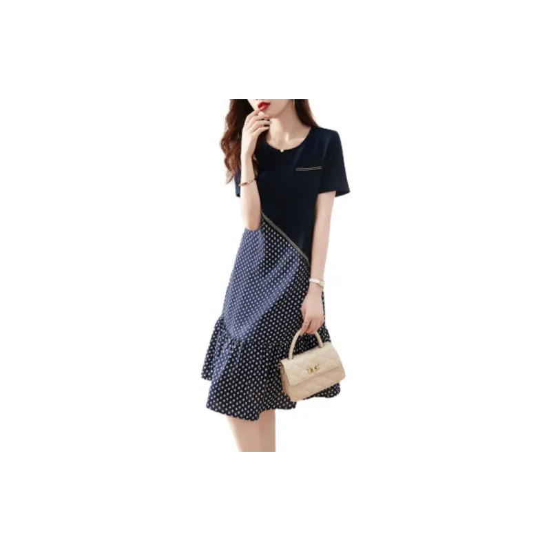 XWI Short Sleeved Dress Women's Navy Blue-2
