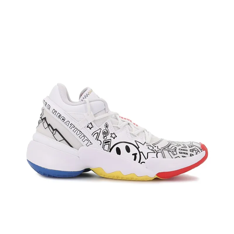 Adidas D.O.N. Issue #2 Abrasion Resistant Breathable Low Top Basketball Shoes White Teenagers-1