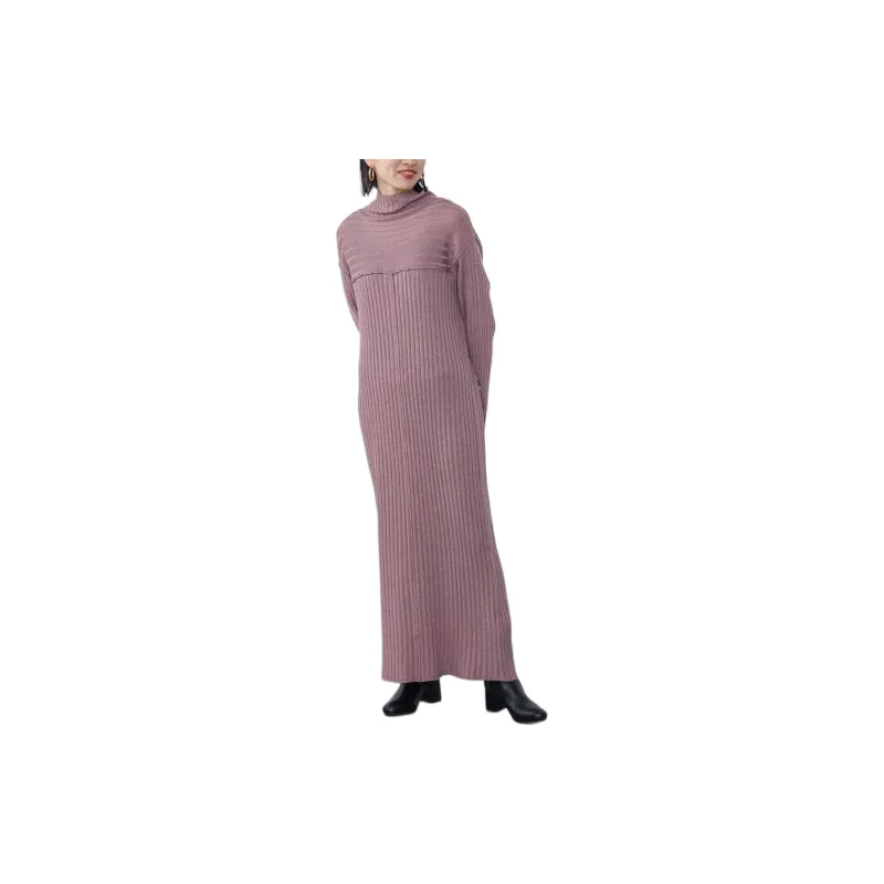Beams Long Sleeved Dress Women's Purple-1