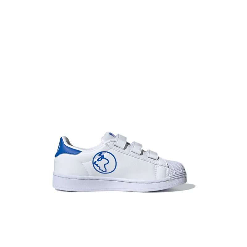 Adidas Originals Cf C Breathable Low Top Skateboard Shoes White Blue Children Aged 3 7 Years Old-1