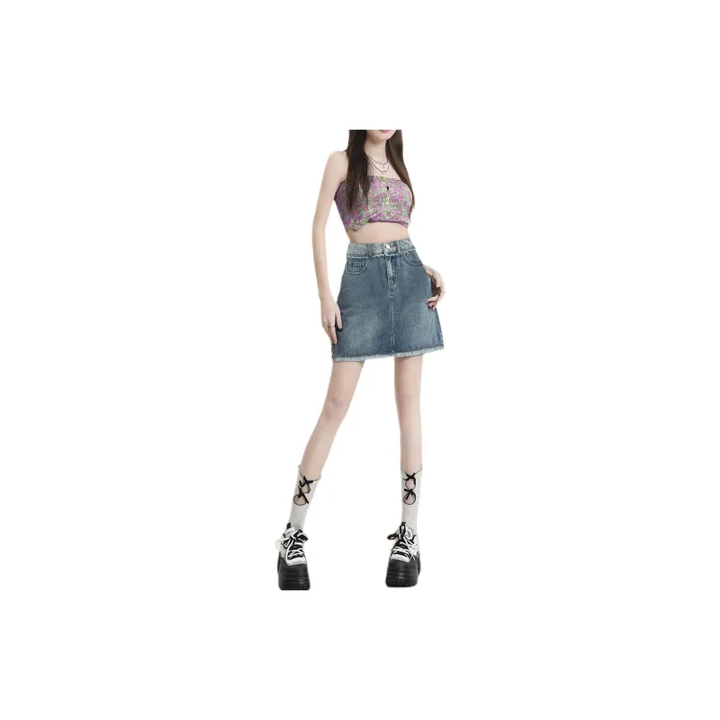 Weixi Denim Short Skirts Women's Blue-6