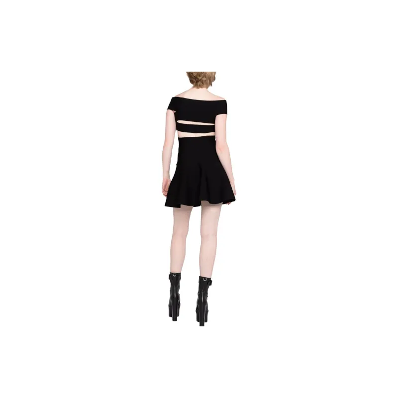 Alexander McQueen Off Shoulder Flared Dress-4