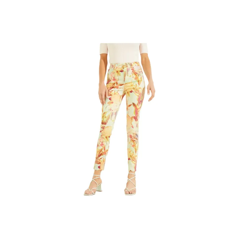 GUESS Eco 1981 Painted Floral Skinny Jeans Jeans Women's Yellow-1