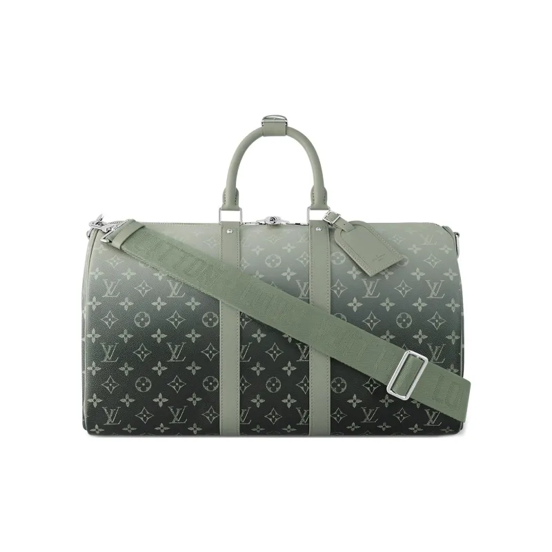 LOUIS VUITTON KeepallBandoulière Coated Canvas Handbag Shoulder Bag Crossbody Bag Travel Bag Men's Gradient Green-0