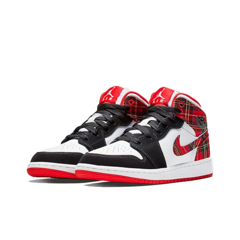 Air Jordan 1 Mid White Plaid GS-2