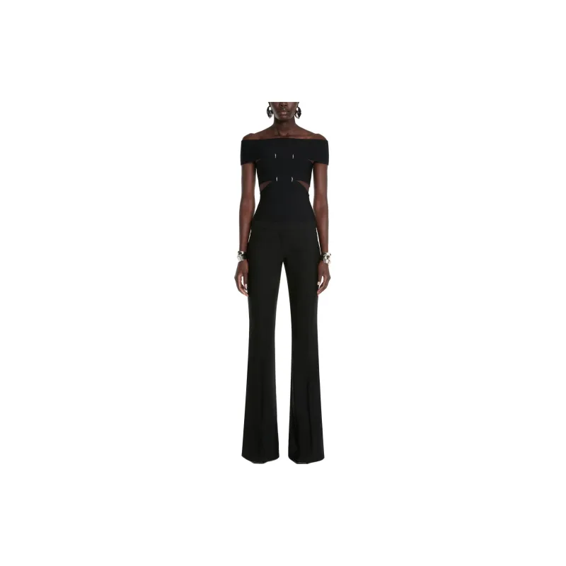 Alexander McQueen Mid Rise Flared Tailored Trousers-1