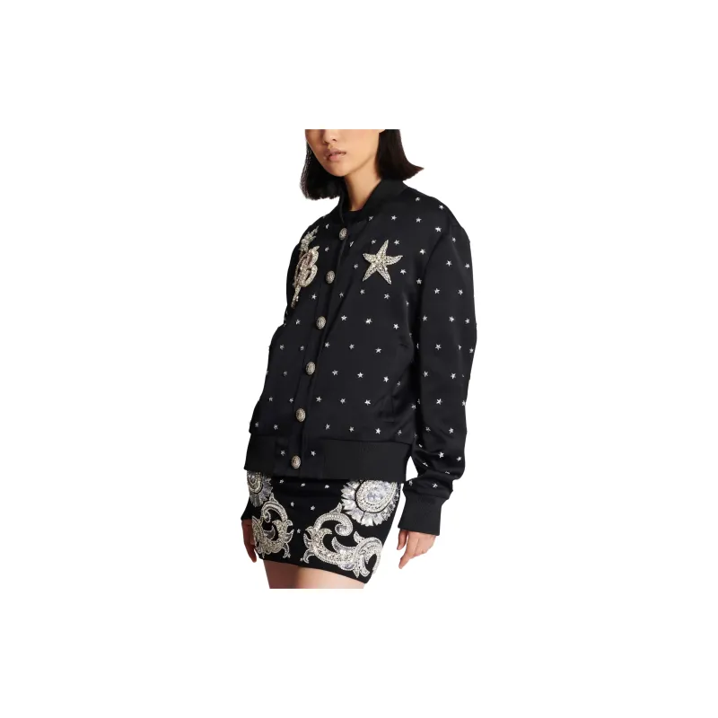 BALMAIN Stars Embroidered Bomber Jacket-5