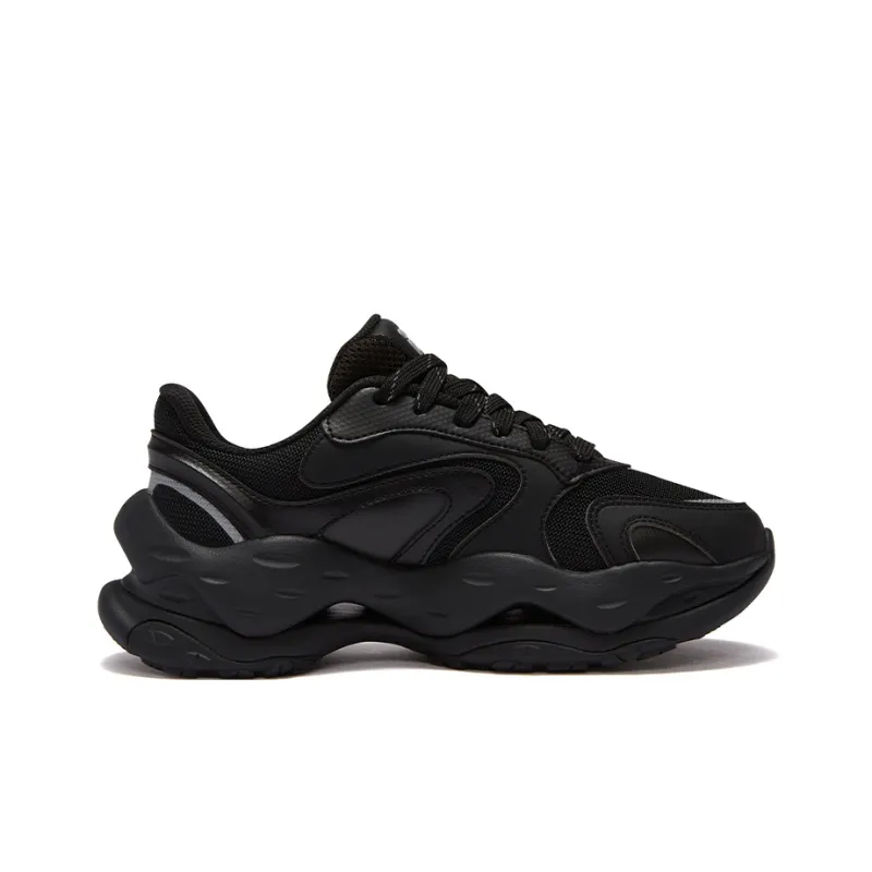 FILA FUSION Cheese Cheese Slip-Resistant Low-Top Casual Shoes Women's Black Gray-1