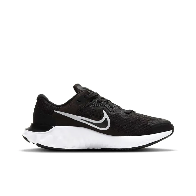 Nike Renew Run 2 Anti Slip And Wear Resistant Breathable Low Top Kids' Running Shoes Black White Teenagers-1