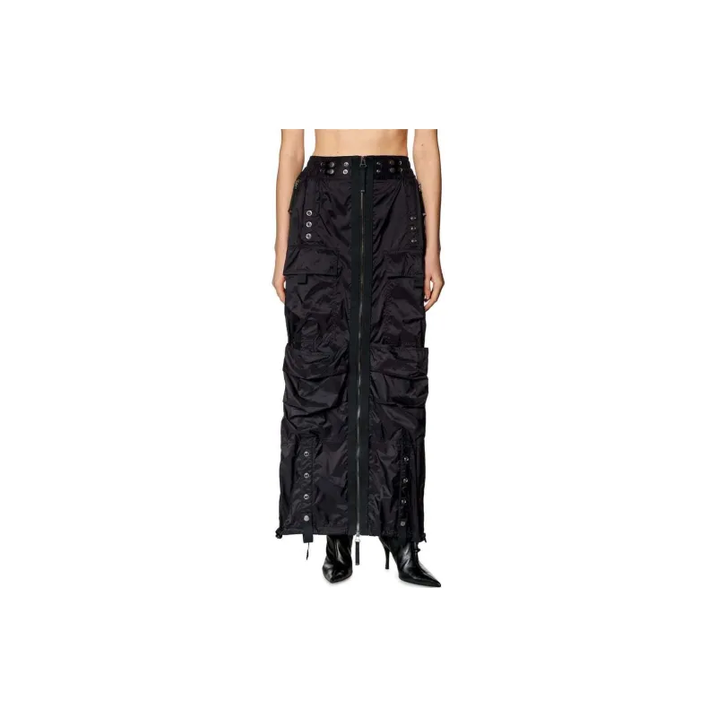 DIESEL O Crep Cargo Maxi Skirt-1