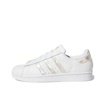 Adidas Originals Superstar Series Glitter Mesh J Breathable Low Top Kids' Skateboarding Shoes White Sequins Teenagers