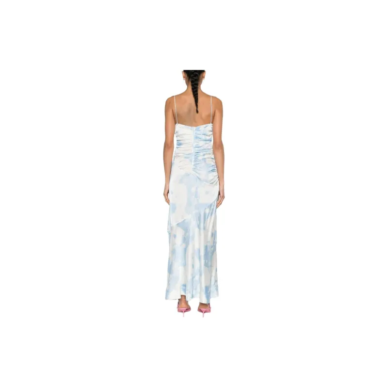 GANNI Tie-Dyed Satin Midi Sleeveless Dress-2