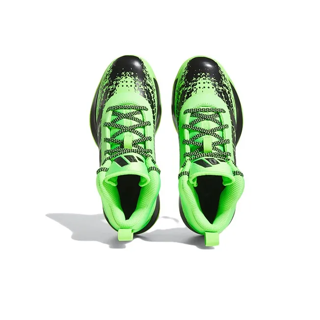 Adidas Cross Em Up 5 Anti Slip Wear Resistant Mid Top Children's Basketball Shoes Green Black Kids'-4