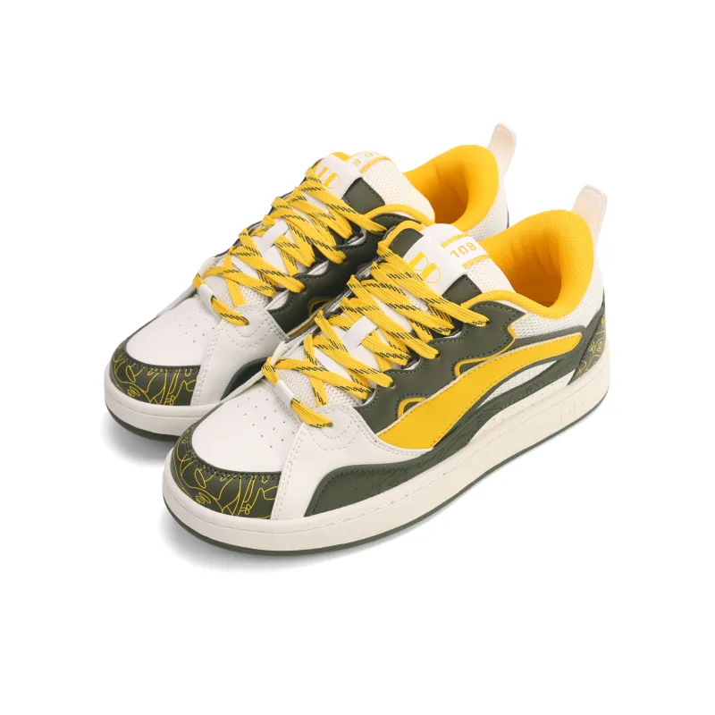 GLO BULL Skateboard Shoes Men Low Top Beige Military Green Yellow-2