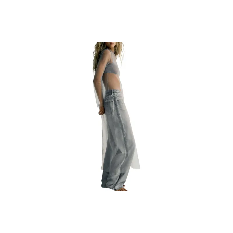 ZARA Long Sleeved Dress Women's Gray-2