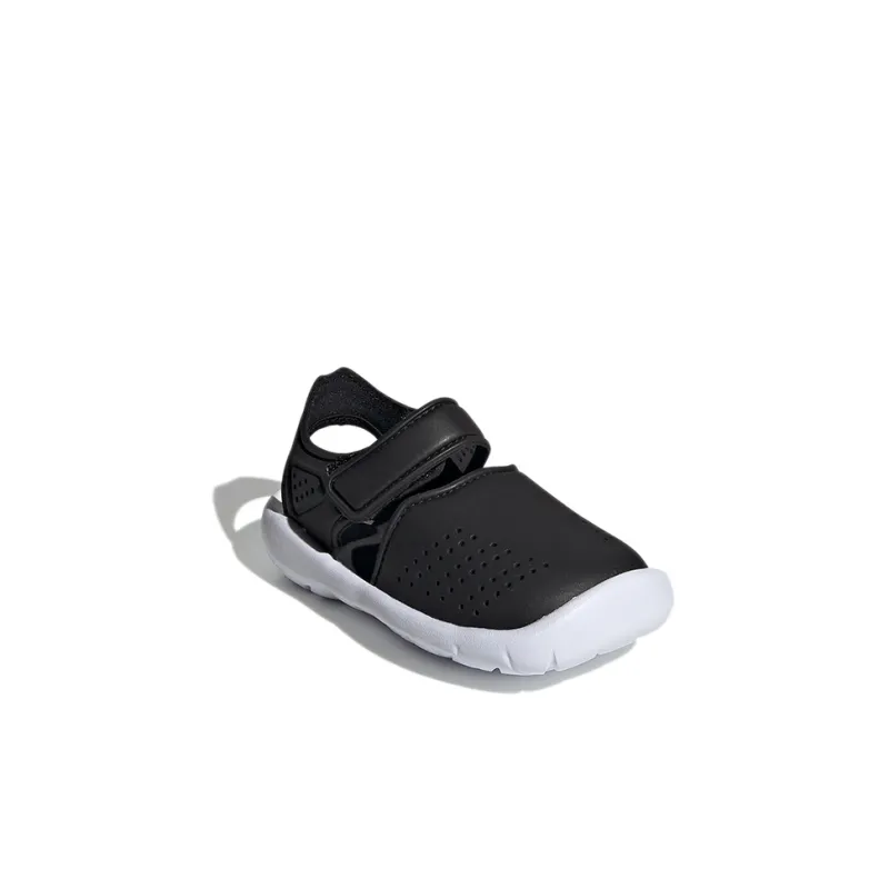 Adidas Fortaswim Stripes I Slip-Resistant Anti-Kick Wear-Resistant Low-Top Toddler Shoes Black White Infant And Toddler-2
