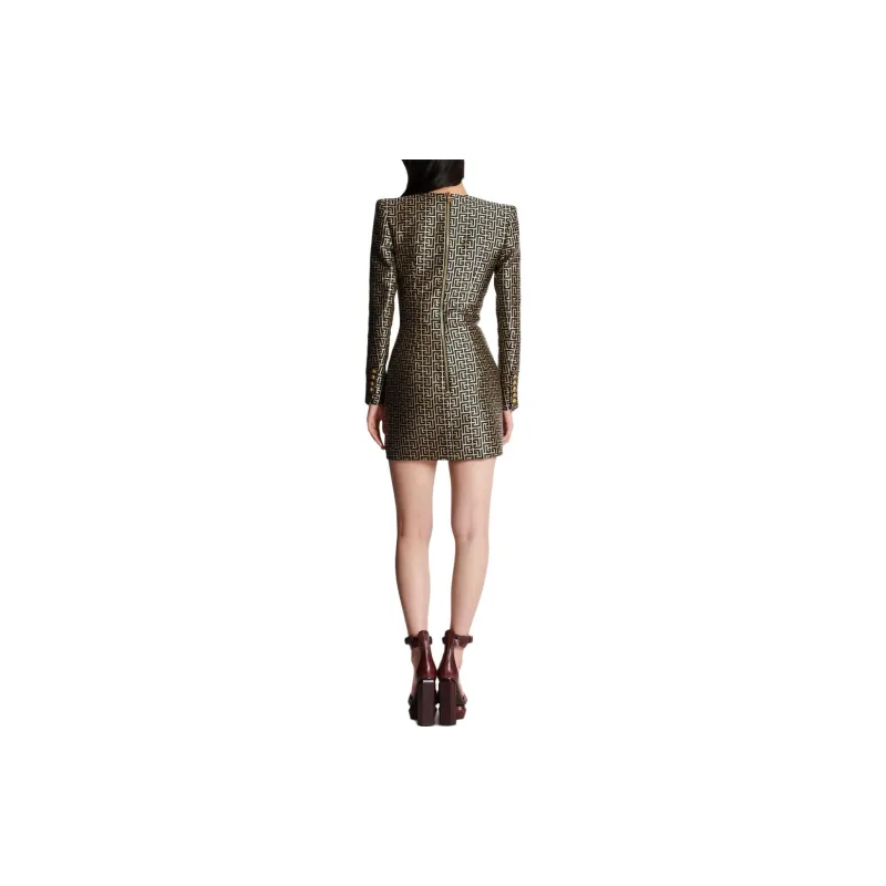 BALMAIN Monogram print Blazer Minidress-3