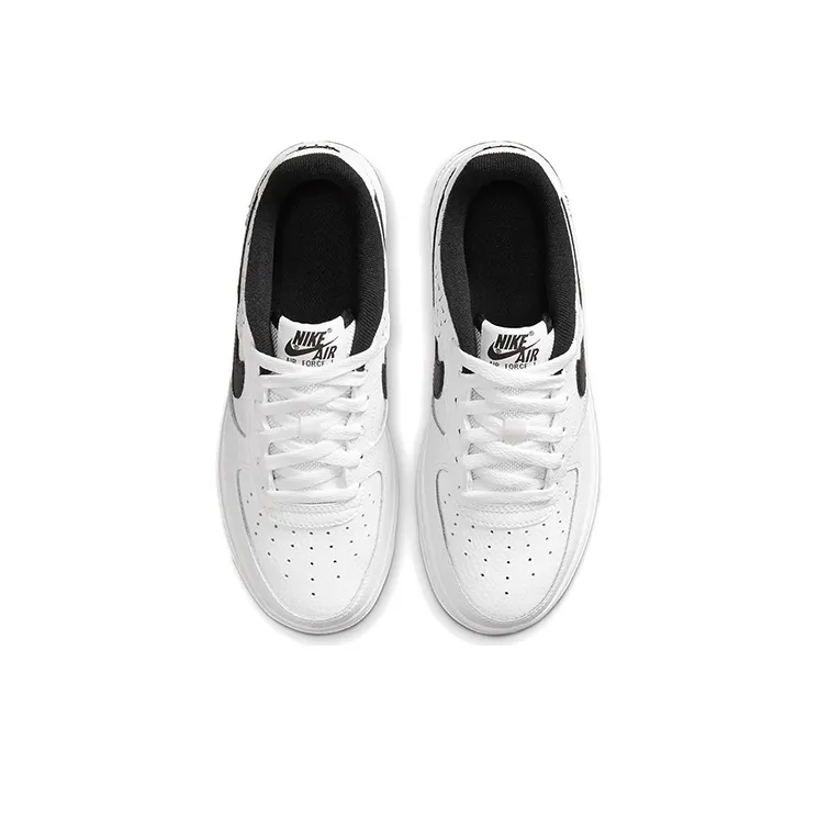 Nike Air Force 1 GS Anti Slip Wear Resistant Low Top Kids' Skateboarding Shoes Black White Teenagers-3