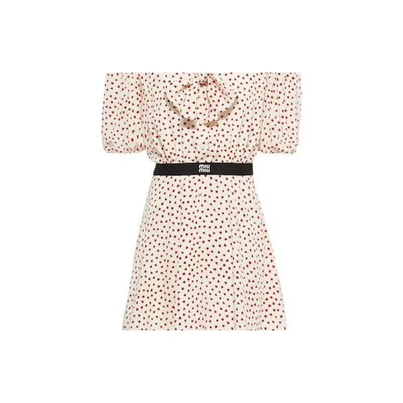 MIU MIU Short-Sleeved Dresses Women's Beige-4